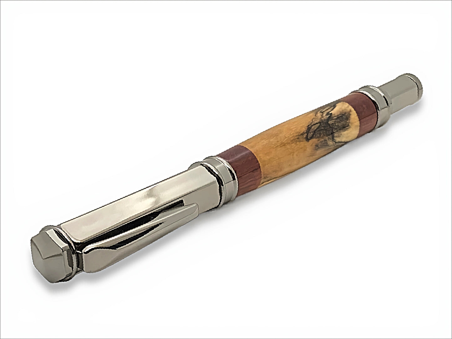 Magnetic Vertex Fountain Pen in Gun Metal Spalted Maple and Bloodwood