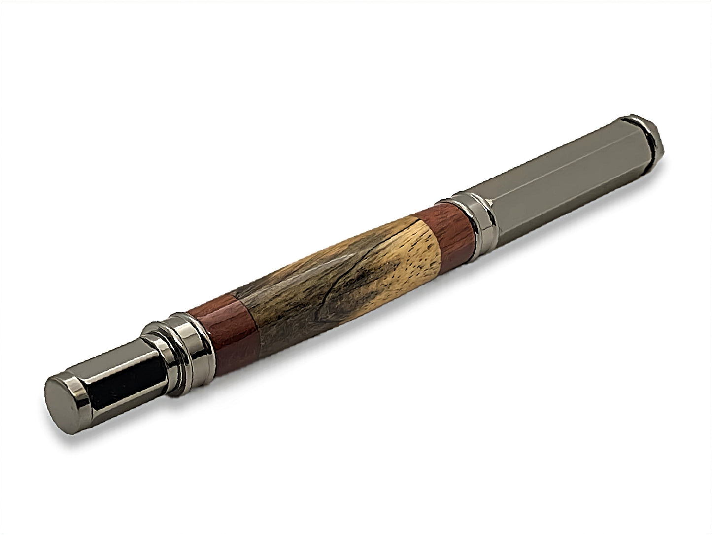 Magnetic Vertex Fountain Pen in Gun Metal Spalted Maple and Bloodwood