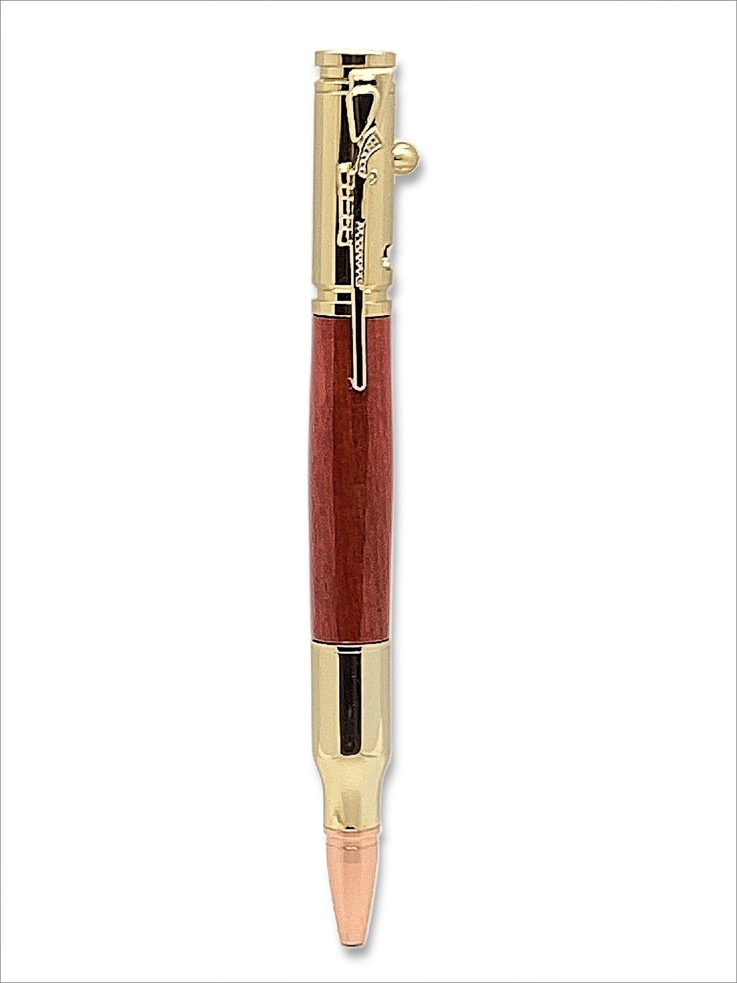 30 Cal Bolt Action Pen in Gold and Pink Ivory Wood