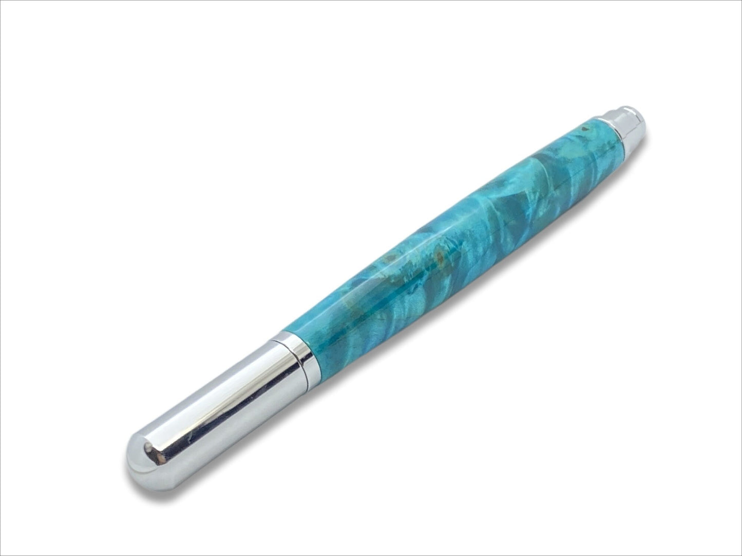 Rollester Rollerball Pen in Chrome and Maple Burl