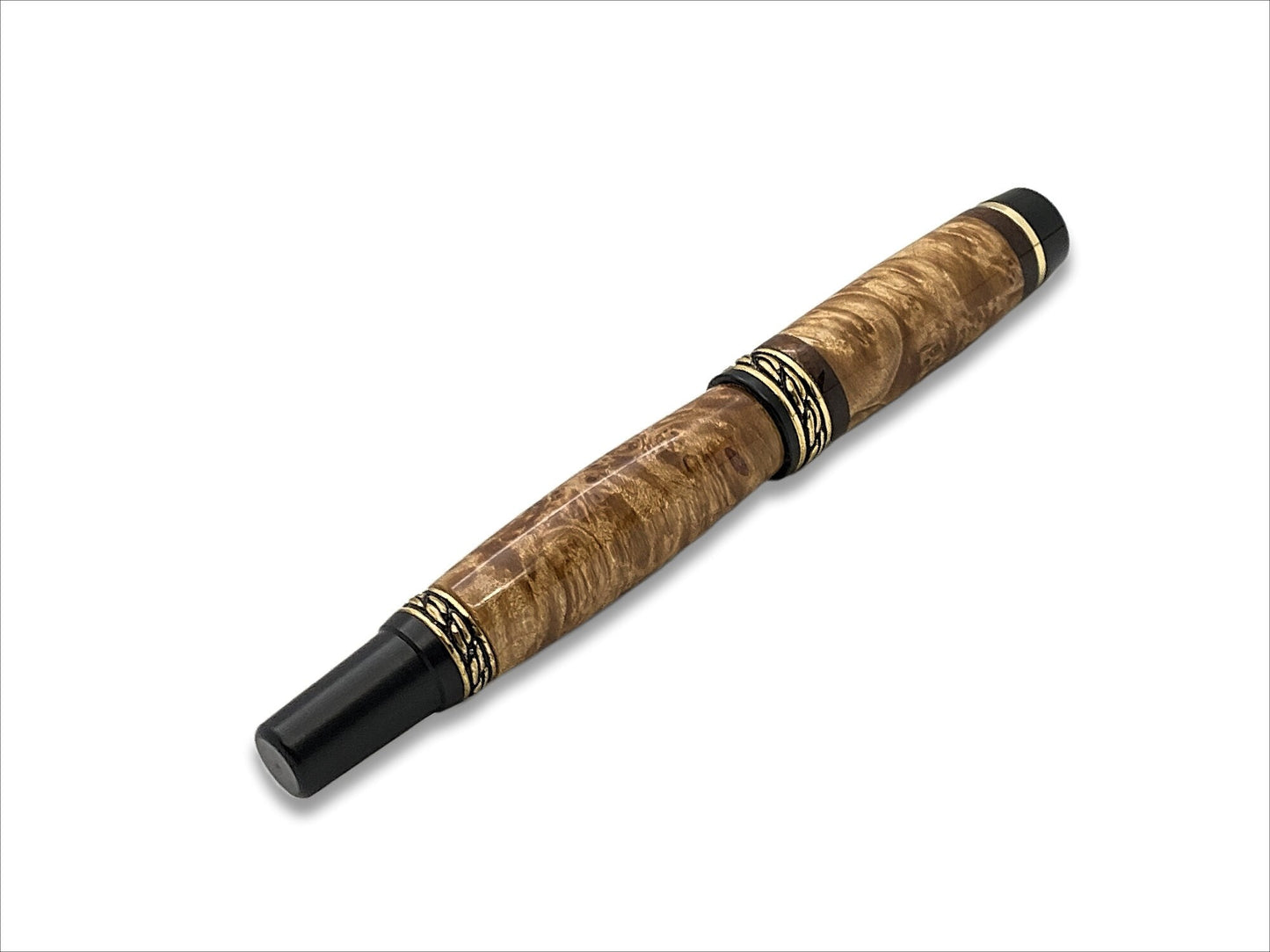 Olympian Elite Fountain Pen in 24kt Gold, Maple Burl and Rosewood Accents