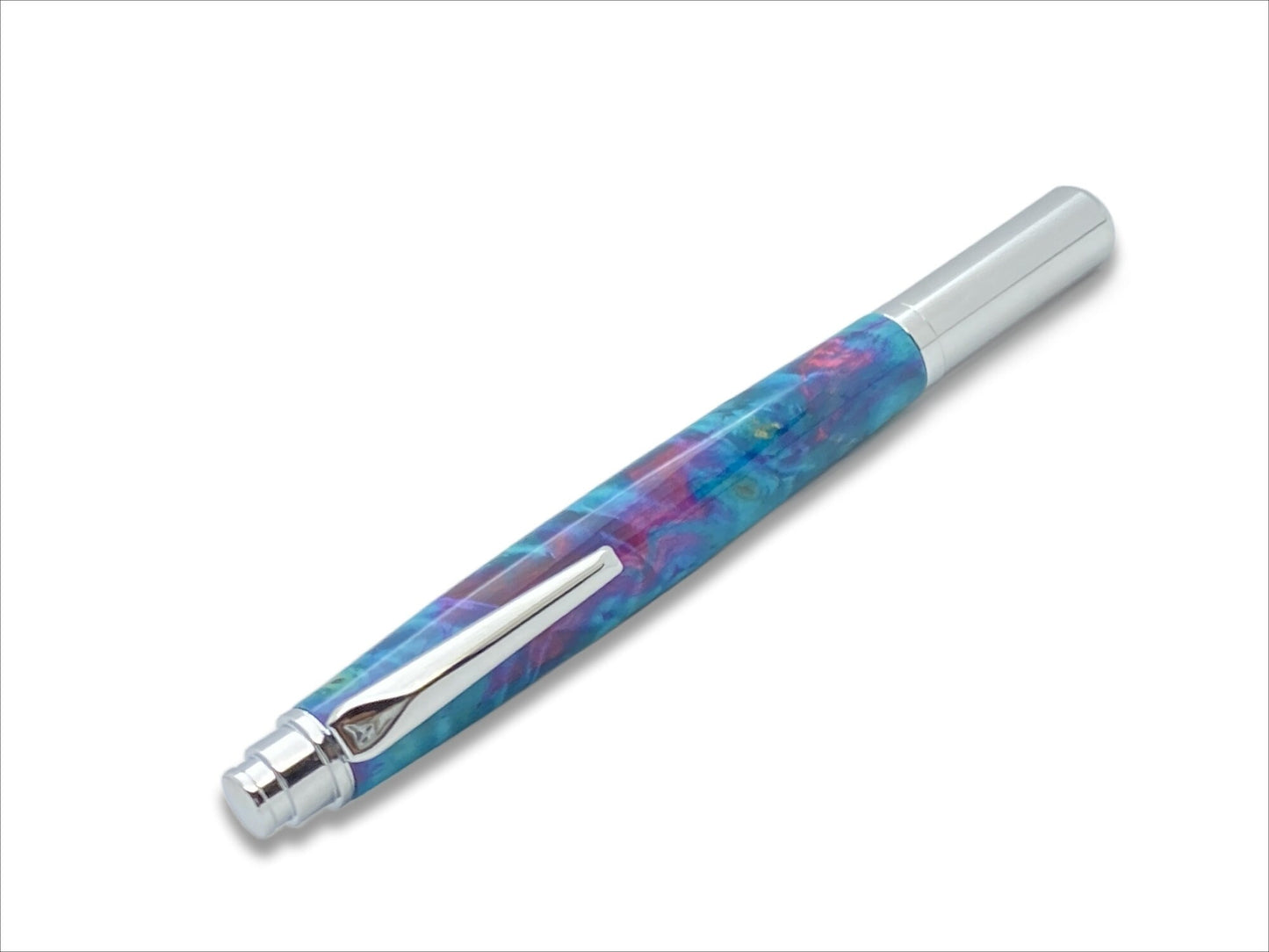 Rollester Rollerball Pen in Chrome and Maple Burl