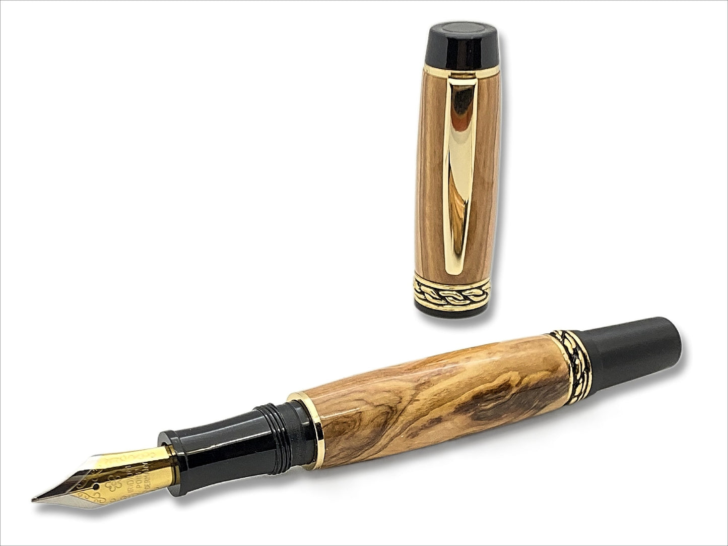 Olympian Elite Fountain Pen in 24kt Gold and Olivewood