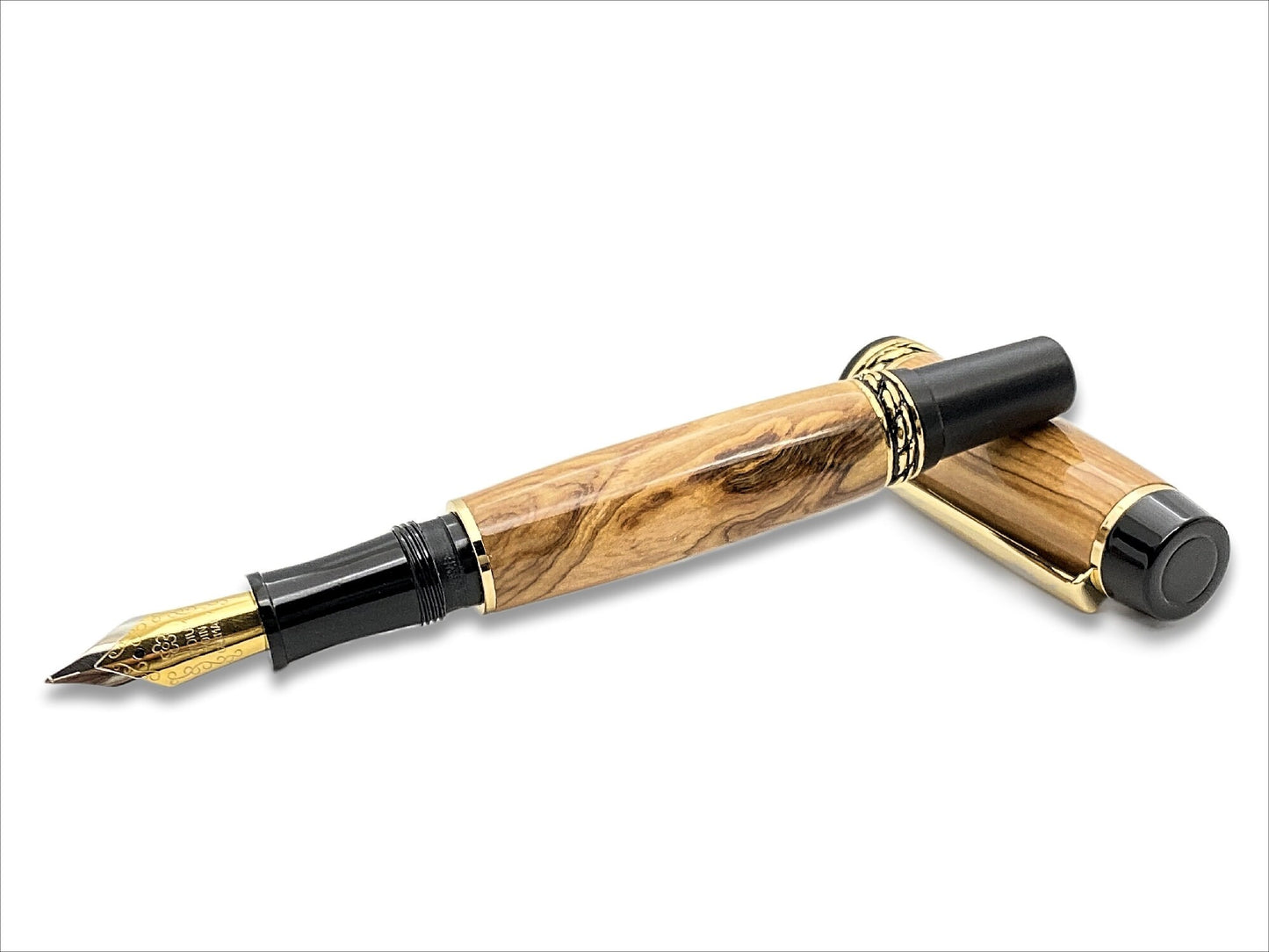 Olympian Elite Fountain Pen in 24kt Gold and Olivewood