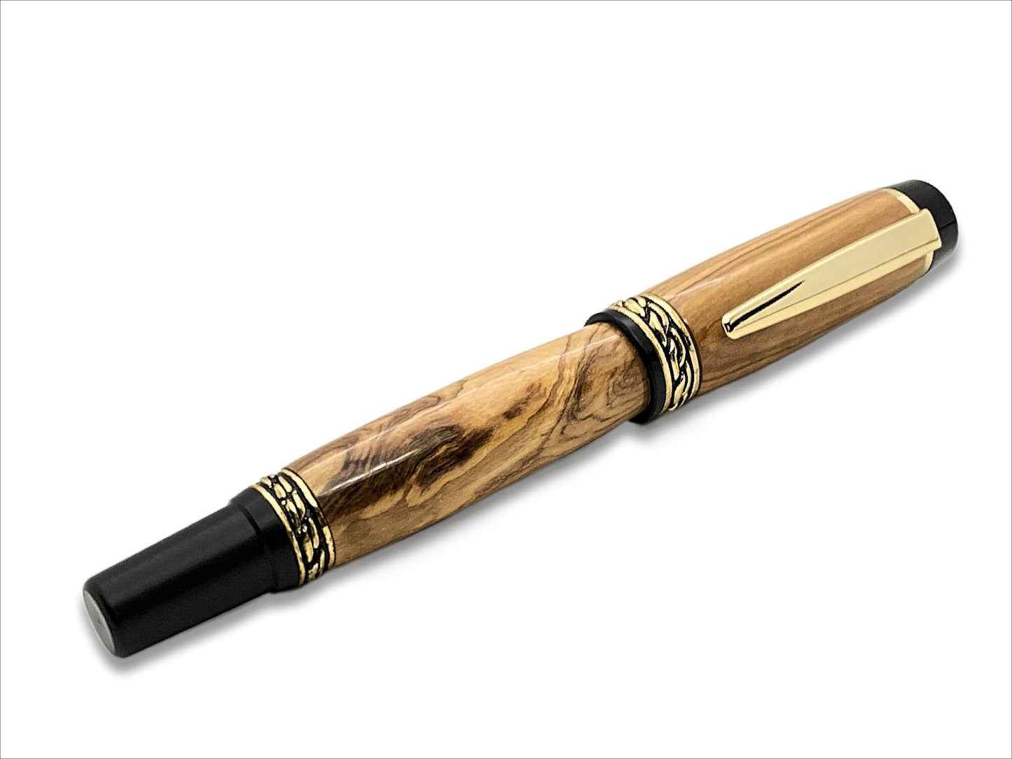Olympian Elite Fountain Pen in 24kt Gold and Olivewood