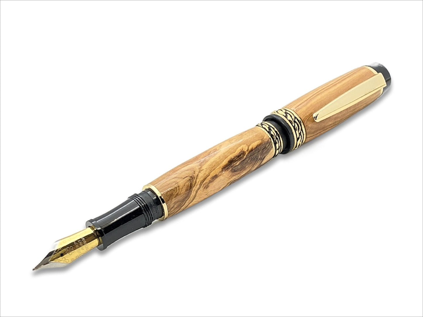 Olympian Elite Fountain Pen in 24kt Gold and Olivewood