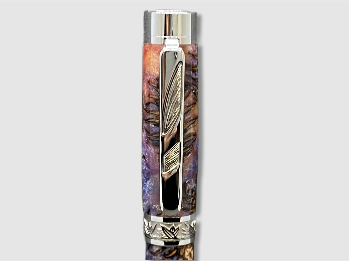 Jr Imperial Fountain Pen in Purple and Pink Resin with Embedded Pine Cones